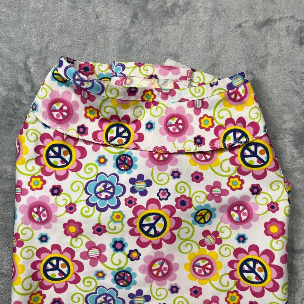 Dog‎ Raincoat Pet Multicolor Floral Peace Sign Water Resistant Vest M